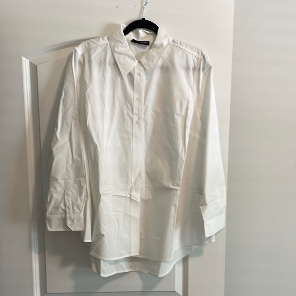 Lane Bryant White Dress Shirt with Standard Collar and Long Sleeves